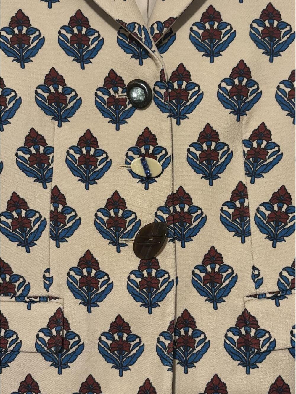 Tory Burch White & Multicolor Printed Twill Crepe Jacket - Picture 3 of 9